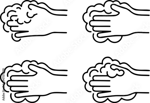 Hand Washing Steps Illustration Showing Lathering with Soap for Hygiene Education and Healthcare Safety Guidelines