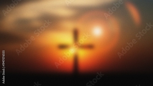 Cuadro en lienzo Easter sunday resurrection hope cross symbol christ light background