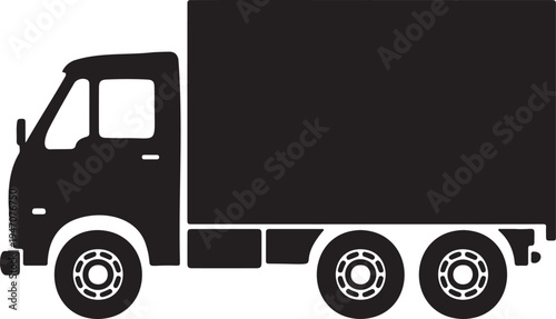 Cargo Delivery Truck Silhouette Facing Left for Logistics Shipping and Commercial Transport Business Branding