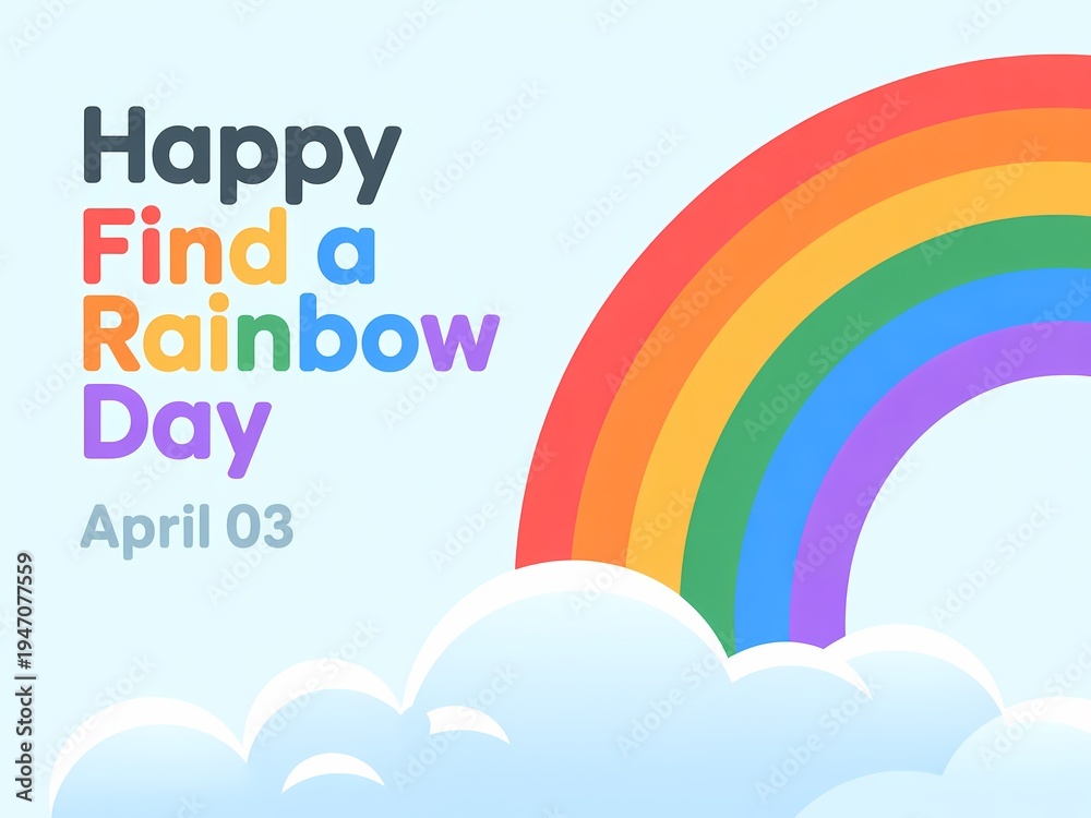 Obraz premium Happy find a rainbow day celebration on april 3rd with colorful rainbow