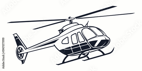 A detailed illustration of a helicopter with a sleek design and visible rotors.