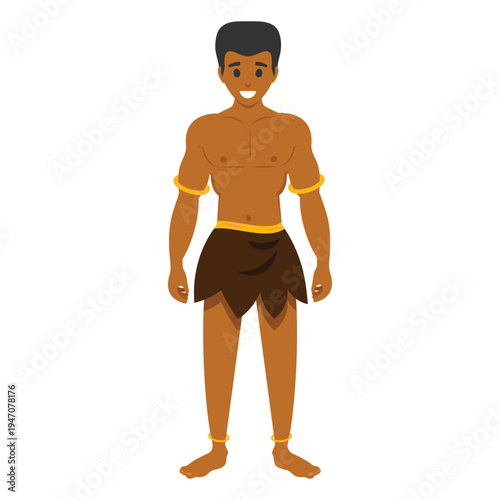 Barefoot african aboriginal man character