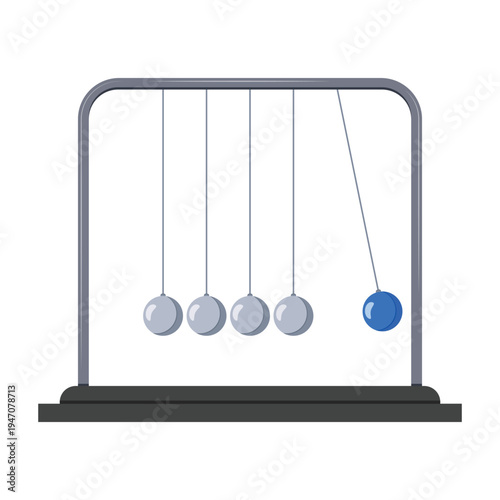 Physics inertial motion with balancing pendulum hanging in line with released blue ball