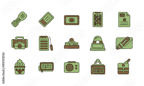 Various financial and travel icons are displayed on a screen.