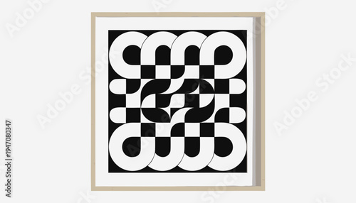 Art display frame with geometric pattern