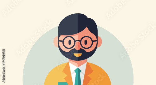 Flat illustration of a man with glasses and beard