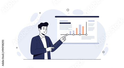 Man presenting a bar chart on a whiteboard, business analytics, strategy, financial growth