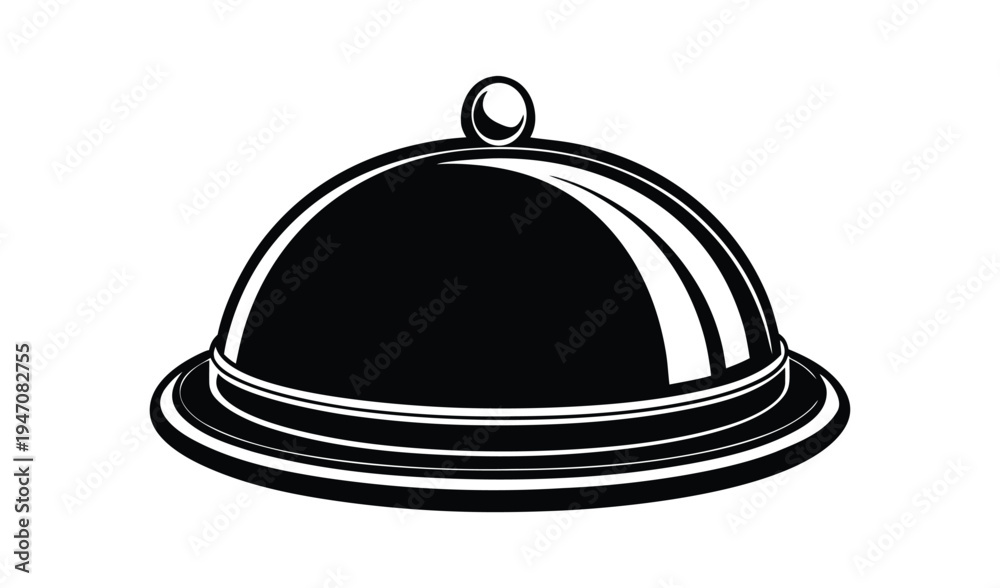 Fototapeta premium Classic silver food cloche serving dish isolated on white background