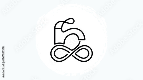 Abstract Infinity Symbol Number 5 Logo Design.