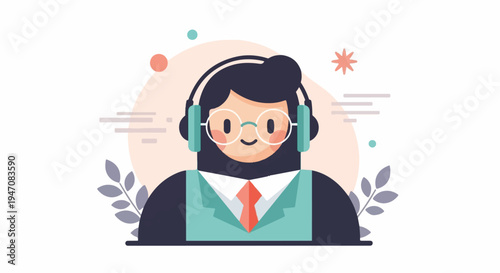 Person wearing headphones and glasses, in professional attire