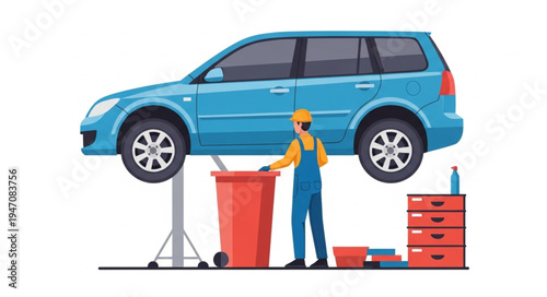 Mechanic under a car.