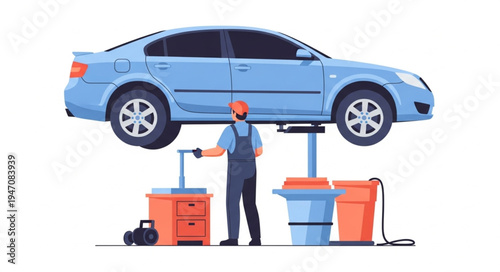 Mechanic Under Car Repair Service.
