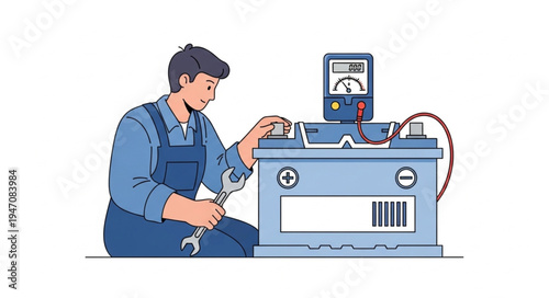 Mechanic Using Diagnostic Tool.