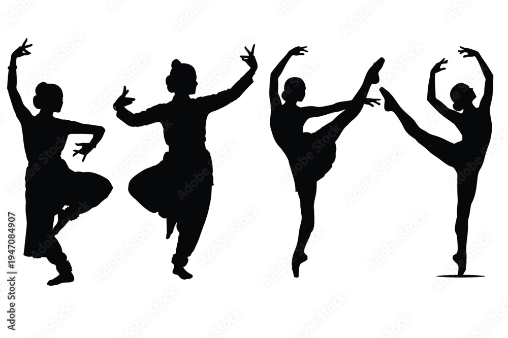 Fototapeta premium silhouettes of dancing girls