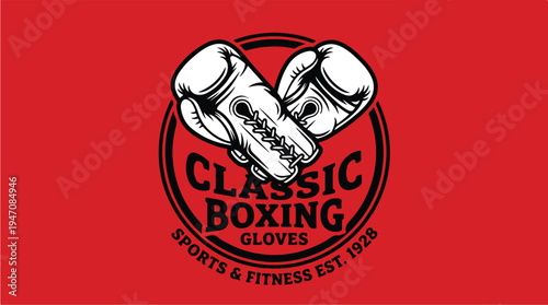 Classic Boxing Gloves Sports and Fitness Logo Design.