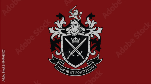 Coat of Arms with Crossed Swords and Crown Emblem.
