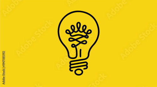 Creative Light Bulb Idea Symbol with Abstract Swirls.