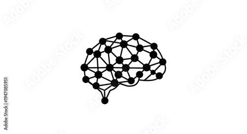Abstract human brain network with connected nodes and lines