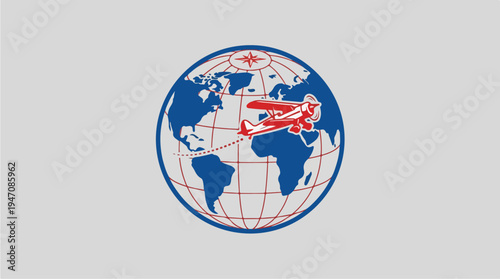 Global Airplane Travel and Logistics Symbol.