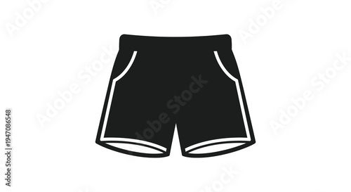 A minimalist depiction of black athletic shorts with white outlining presented as a stark silhouette high quality professional