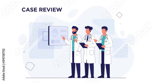 Doctors Discussing Medical Case Review with Digital Presentation