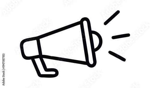 Simple hand drawn megaphone icon with sound waves
