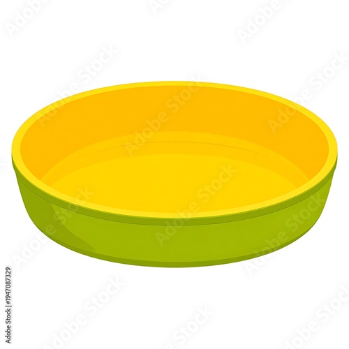 Yellow-filled, light-green bowl with slightly rounded edges, viewed from an elevated angle