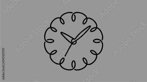 Minimalist Clock Face with Curly Hour Markers.