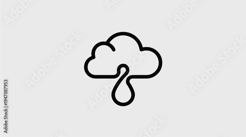 Minimalist Cloud and Raindrop Icon.