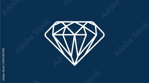 Minimalist Diamond Icon on Dark Blue Background 1.
