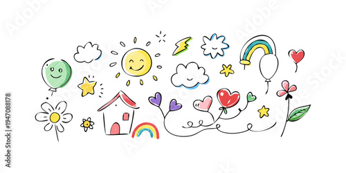 A whimsical illustration of a vibrant and colorful fantasy landscape