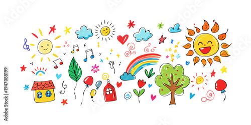 A vibrant and colorful illustration of various objects and elements.