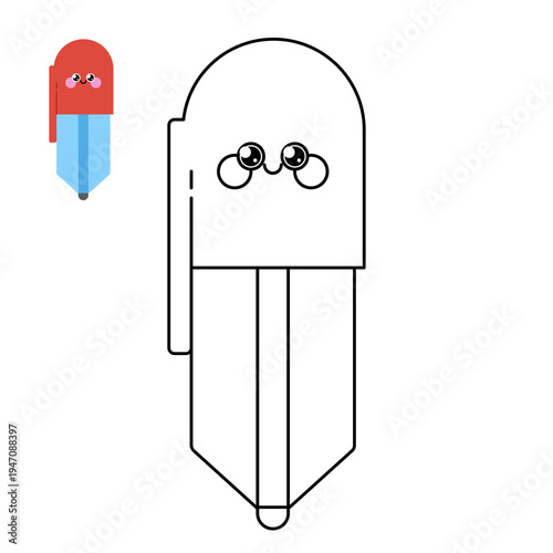 Stationery. Children's illustrations. Coloring book. Pen.