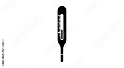 Black thermometer icon displaying temperature scale on white background
