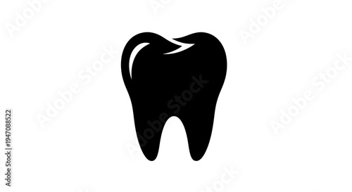 Black tooth silhouette icon on a striped background