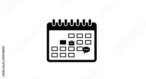 Business calendar icon with work event and message reminder