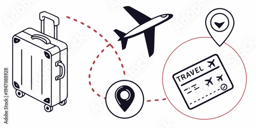 A visual representation of the journey of a traveler with their luggage.