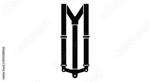 A stark black silhouette depicts a pair of suspenders showcasing a vintage fashion accessory silhouette high quality professional