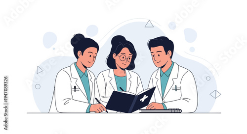 Medical Team Collaboration: Doctors Discussing Patient Case Study in Modern Office