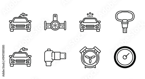 Car service and auto maintenance outline icons set
