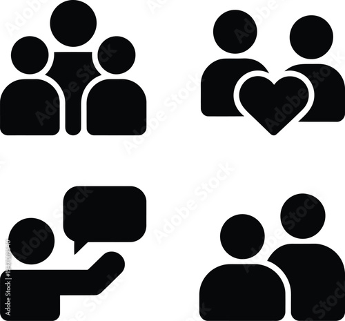 People Communication and Relationship Vector Icon Set