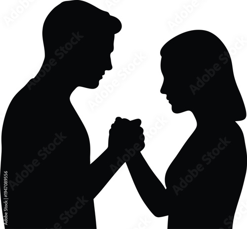 Couple Praying Together Silhouette Faith and Spiritual Concept