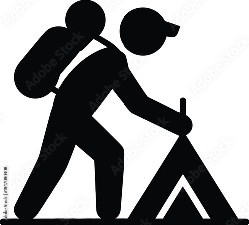 Construction Worker Digging Silhouette Manual Labor Illustration