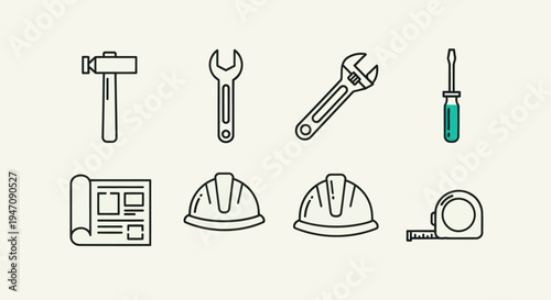 Construction tools vector illustration set