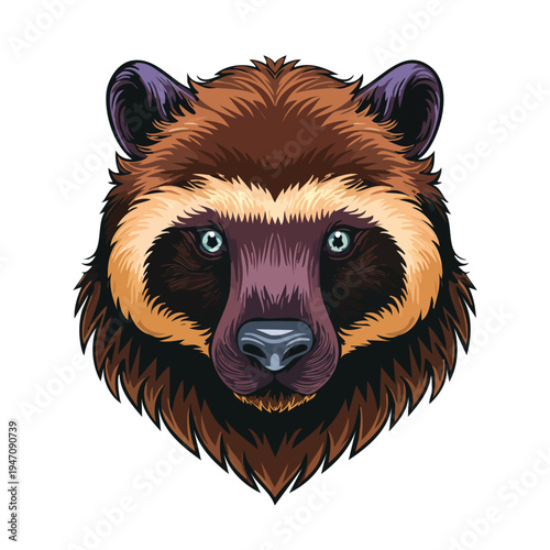 Close up illustration of a wolverine head isolated on white background
