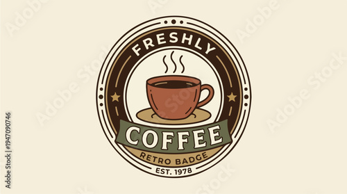 Retro Coffee Badge Emblem Design.
