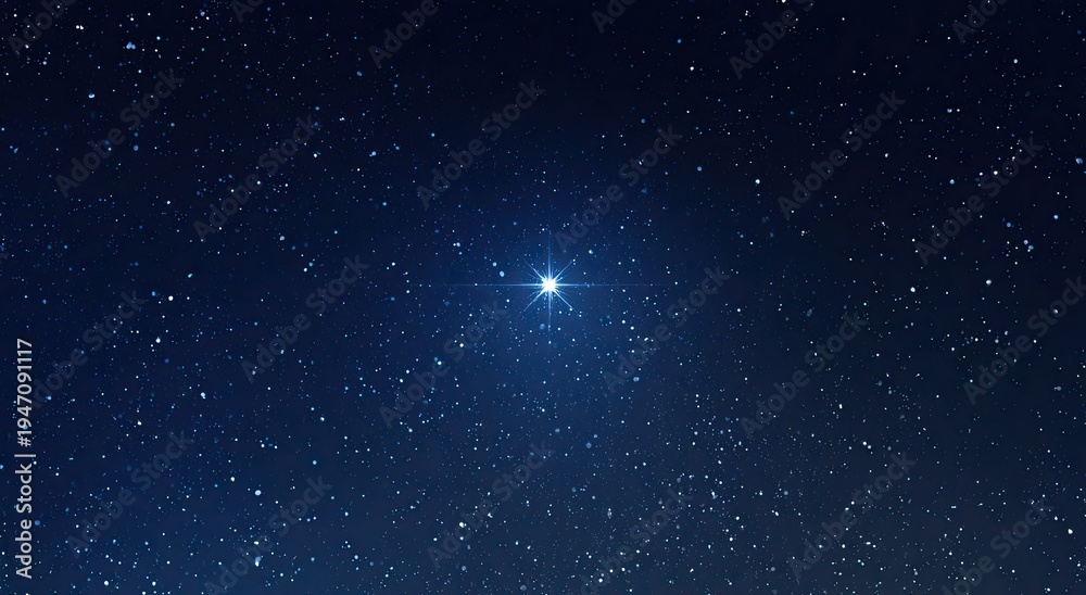 Obraz premium Vibrant Blue Star Shining Brightly in a Deep Starry Night Sky.