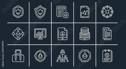 Data security icons on dark background