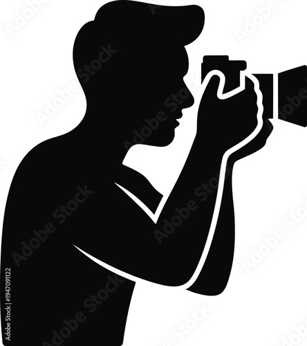 Photographer Taking Photo with Camera Silhouette Illustration