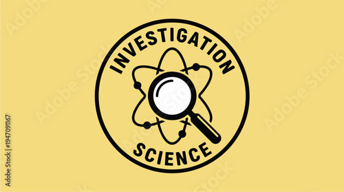Science Investigation Magnifying Glass Atom Symbol.